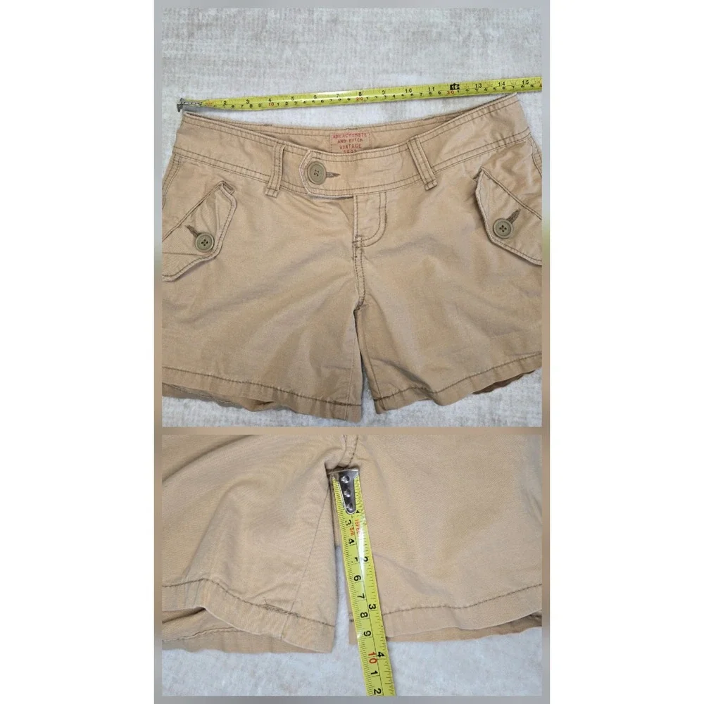Abercrombie & Fitch Vintage Khaki Utility Cargo Shorts Tan Low Rise Women 00